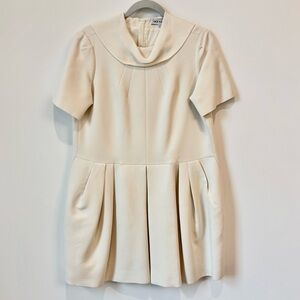 Dice Kayek Elegant Cream Short Sleeve Dress